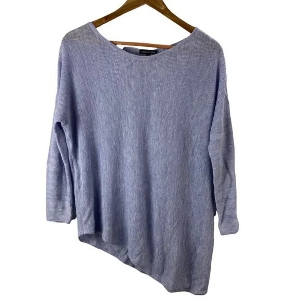 Eileen Fisher Linen Knit Asymmetricalโ Top Lavender Boat Neck Women's XS